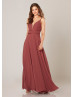 Spaghetti Straps Sangria Chiffon V Back Bridesmaid Dress